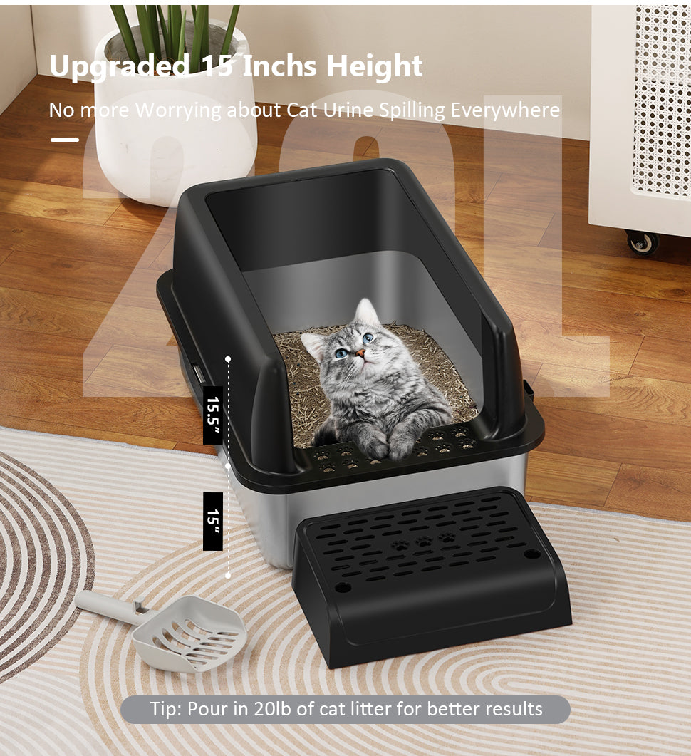 20 sets Enclosed Stainless Steel Cat Litter Box with Lid size 23.5" X 15.6" X 13"(accept customize)