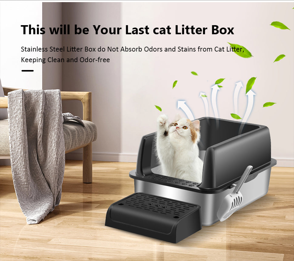 20 sets Enclosed Stainless Steel Cat Litter Box with Lid size 23.5" X 15.6" X 13"(accept customize)