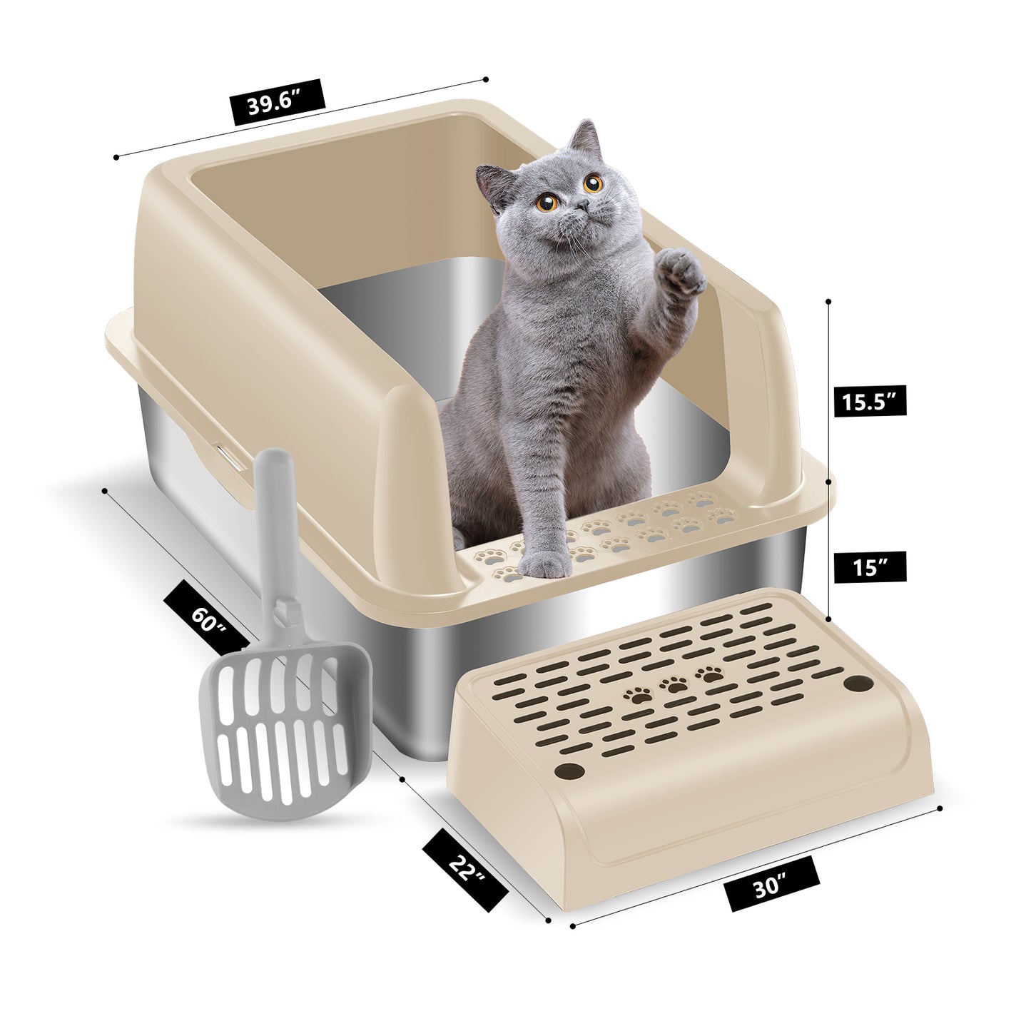 20 sets Enclosed Stainless Steel Cat Litter Box with Lid size 23.5" X 15.6" X 13"(accept customize)