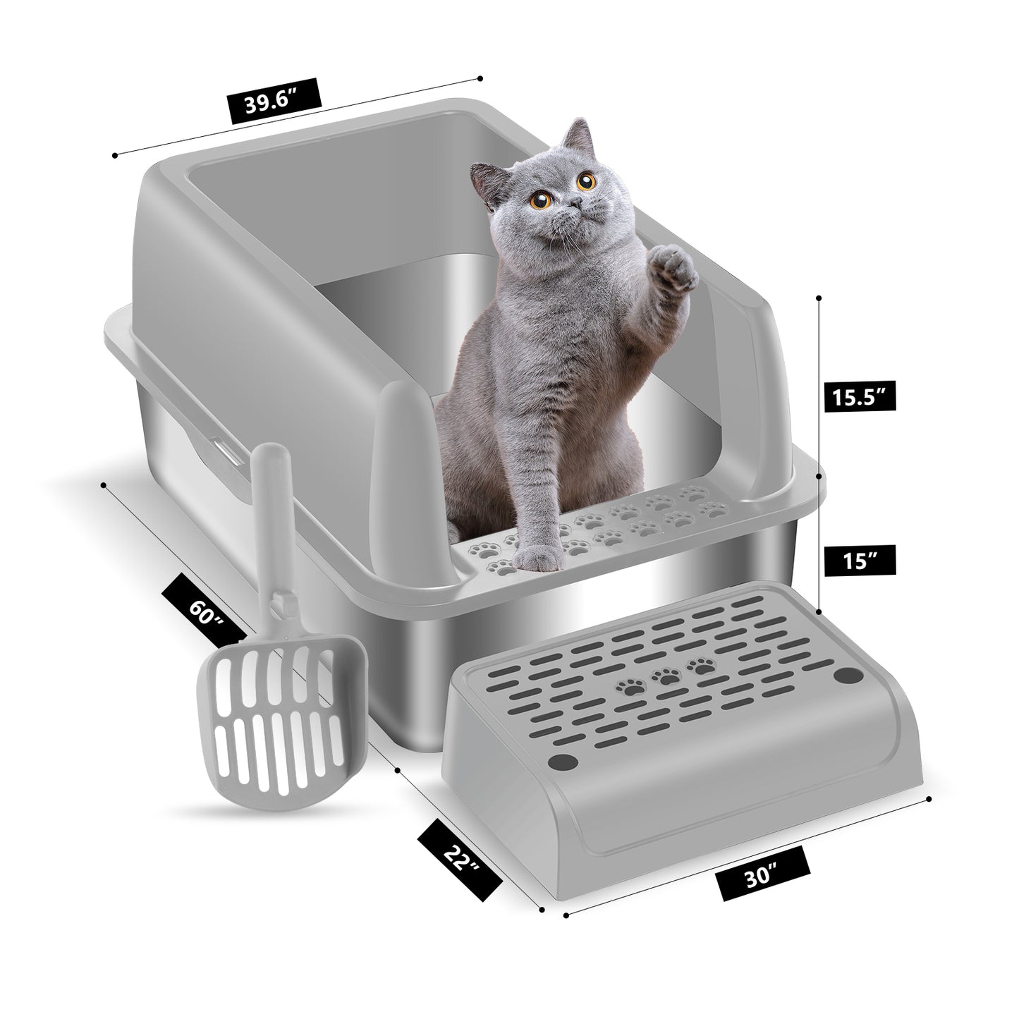 20 sets Enclosed Stainless Steel Cat Litter Box with Lid size 23.5" X 15.6" X 13"(accept customize)