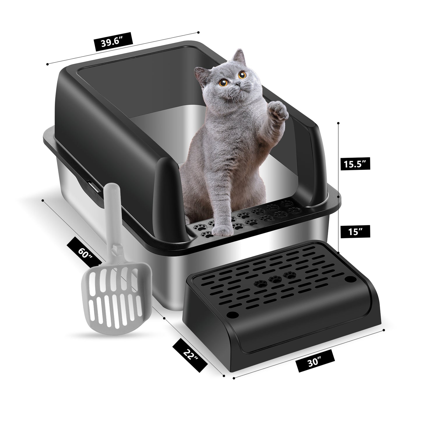 20 sets Enclosed Stainless Steel Cat Litter Box with Lid size 23.5" X 15.6" X 13"(accept customize)