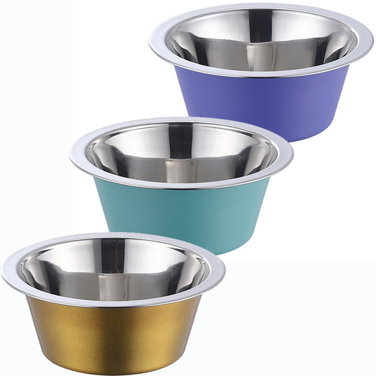 100pcs Dog Food Water Bowl No Tip Stainless Steel Pet Bowl No Skid Spill Proof